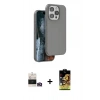 MARSİLYAN™- iPhone 14 Pro Max Kılıf Kıvılcım Çizgi Serisi - Siyah Buffer Cam Ekran Koruyucu + Bilvis Titan Kamera Lens - GD