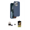 MARSİLYAN™- iPhone 14 Pro Max Kılıf Kıvılcım Çizgi Serisi - Siyah Buffer Cam Ekran Koruyucu + Bilvis Titan Kamera Lens - SH