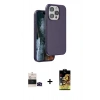 MARSİLYAN™- iPhone 14 Pro Max Kılıf Kıvılcım Çizgi Serisi - Siyah Buffer Cam Ekran Koruyucu + Bilvis Titan Kamera Lens - SH