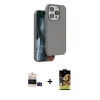 MARSİLYAN™- iPhone 14 Pro Max Kılıf Kıvılcım Çizgi Serisi - Siyah Buffer Cam Ekran Koruyucu + Bilvis Titan Kamera Lens - SH