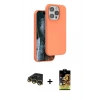 MARSİLYAN™- iPhone 14 Pro Max Kılıf Kıvılcım Çizgi Serisi - Siyah Buffer Cam Ekran Koruyucu + Raze Metal Kamera Lens - GD