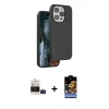 MARSİLYAN™- iPhone 14 Pro Max Kılıf Kıvılcım Çizgi Serisi - Siyah Buffer Hayalet Cam Ekran Koruyucu + Bilvis Titan Kamera Lens - SH