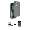 MARSİLYAN™- iPhone 14 Pro Max Kılıf Kıvılcım Çizgi Serisi - Siyah Buffer Hayalet Cam Ekran Koruyucu + Bilvis Titan Kamera Lens - GS