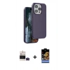 MARSİLYAN™- iPhone 14 Pro Max Kılıf Kıvılcım Çizgi Serisi - Siyah Buffer Hayalet Cam Ekran Koruyucu + Bilvis Titan Kamera Lens - DNMR