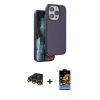 MARSİLYAN™- iPhone 14 Pro Max Kılıf Kıvılcım Çizgi Serisi - Siyah Buffer Hayalet Cam Ekran Koruyucu + Raze Metal Kamera Lens - GD