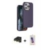 MARSİLYAN™- iPhone 14 Pro Max Kılıf Kıvılcım Çizgi Serisi - Siyah Joko 5D Cam + Gold Raze Metal Kamera Lens