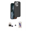 MARSİLYAN™- iPhone 14 Pro Max Kılıf Kıvılcım Çizgi Serisi - Siyah Joko 5D Cam + Siyah Bilvis Titan Kamera Lens