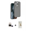 MARSİLYAN™- iPhone 14 Pro Max Kılıf Kıvılcım Çizgi Serisi - Siyah Mat Seramik Nano Ekran Koruyucu + Bilvis Titan Kamera Lens - SH