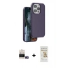 MARSİLYAN™- iPhone 14 Pro Max Kılıf Kıvılcım Çizgi Serisi - Siyah Mat Seramik Nano Ekran Koruyucu + Bilvis Titan Kamera Lens - GS