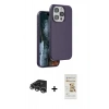 MARSİLYAN™- iPhone 14 Pro Max Kılıf Kıvılcım Çizgi Serisi - Siyah Mat Seramik Nano Ekran Koruyucu + Raze Metal Kamera Lens - GS