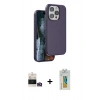 MARSİLYAN™- iPhone 14 Pro Max Kılıf Kıvılcım Çizgi Serisi - Siyah Polymer Nano Ekran Koruyucu + Bilvis Titan Kamera Lens - GD