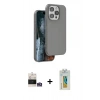 MARSİLYAN™- iPhone 14 Pro Max Kılıf Kıvılcım Çizgi Serisi - Siyah Polymer Nano Ekran Koruyucu + Bilvis Titan Kamera Lens - GS