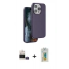 MARSİLYAN™- iPhone 14 Pro Max Kılıf Kıvılcım Çizgi Serisi - Siyah Polymer Nano Ekran Koruyucu + Bilvis Titan Kamera Lens - GS