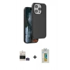 MARSİLYAN™- iPhone 14 Pro Max Kılıf Kıvılcım Çizgi Serisi - Siyah Polymer Nano Ekran Koruyucu + Bilvis Titan Kamera Lens - GS