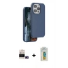 MARSİLYAN™- iPhone 14 Pro Max Kılıf Kıvılcım Çizgi Serisi - Siyah Polymer Nano Ekran Koruyucu + Derin Mor Bilvis Titan Kamera Lens
