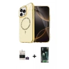 MARSİLYAN™- iPhone 14 Pro Max Kılıf Kıvılcım Form Prime - Şeffaf 360 Full Body Arka Koruyucu + Bilvis Titan Kamera Lens - GD