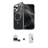 MARSİLYAN™- iPhone 14 Pro Max Kılıf Kıvılcım Form Prime - Şeffaf Pasifik Cam Ekran Koruyucu + Siyah Bilvis Titan Kamera Lens