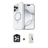 MARSİLYAN™- iPhone 14 Pro Max Kılıf Kıvılcım Form Prime - Şeffaf Pasifik Cam Ekran Koruyucu + PVD Metal Kamera Lens - TU
