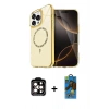 MARSİLYAN™- iPhone 14 Pro Max Kılıf Kıvılcım Form Prime - Siyah 18D Cam Ekran Koruyucu + PVD Metal Kamera Lens - TU