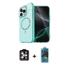 MARSİLYAN™- iPhone 14 Pro Max Kılıf Kıvılcım Form Prime - Siyah 18D Cam Ekran Koruyucu + PVD Metal Kamera Lens - TU