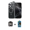 MARSİLYAN™- iPhone 14 Pro Max Kılıf Kıvılcım Form Prime - Siyah 18D Cam Ekran Koruyucu + PVD Metal Kamera Lens - TU