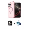 MARSİLYAN™- iPhone 14 Pro Max Kılıf Kıvılcım Form Prime - Siyah 3D Antistatik Cam Ekran Koruyucu + PVD Metal Kamera Lens - TU