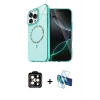 MARSİLYAN™- iPhone 14 Pro Max Kılıf Kıvılcım Form Prime - Siyah 3D Antistatik Cam Ekran Koruyucu + PVD Metal Kamera Lens - TU