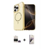 MARSİLYAN™- iPhone 14 Pro Max Kılıf Kıvılcım Form Prime - Siyah Bilvis 3D Mat Cam Ekran Koruyucu + Gold Bilvis Titan Kamera Lens