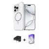 MARSİLYAN™- iPhone 14 Pro Max Kılıf Kıvılcım Form Prime - Siyah Bilvis 5in1 3D Magic Cam Ekran Koruyucu + Gümüş Raze Metal Kamera Lens