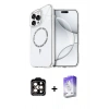 MARSİLYAN™- iPhone 14 Pro Max Kılıf Kıvılcım Form Prime - Siyah Bilvis 5in1 3D Magic Cam Ekran Koruyucu + Turuncu PVD Metal Kamera Lens