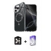 MARSİLYAN™- iPhone 14 Pro Max Kılıf Kıvılcım Form Prime - Siyah Bilvis 5in1 3D Magic Cam Ekran Koruyucu + Turuncu PVD Metal Kamera Lens