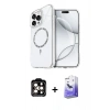 MARSİLYAN™- iPhone 14 Pro Max Kılıf Kıvılcım Form Prime - Siyah Bilvis 5in1 5D Magic Hayalet Cam Ekran Koruyucu + PVD Metal Kamera Lens - TU