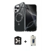 MARSİLYAN™- iPhone 14 Pro Max Kılıf Kıvılcım Form Prime - Siyah Bilvis Hayalet Cam Ekran Koruyucu + Turuncu PVD Metal Kamera Lens