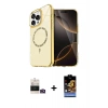 MARSİLYAN™- iPhone 14 Pro Max Kılıf Kıvılcım Form Prime - Siyah Buffer Hayalet Cam Ekran Koruyucu + Gold Bilvis Titan Kamera Lens