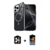 MARSİLYAN™- iPhone 14 Pro Max Kılıf Kıvılcım Form Prime - Siyah Buffer Hayalet Cam Ekran Koruyucu + PVD Metal Kamera Lens - TU
