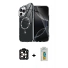 MARSİLYAN™- iPhone 14 Pro Max Kılıf Kıvılcım Form Prime - Siyah Polymer Nano Ekran Koruyucu + PVD Metal Kamera Lens - TU