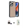 MARSİLYAN™- iPhone 14 Pro Max Kılıf Kıvılcım Işık Serisi - Şeffaf Pasifik Cam Ekran Koruyucu + Derin Mor Bilvis Titan Kamera Lens