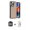 MARSİLYAN™- iPhone 14 Pro Max Kılıf Kıvılcım Işık Serisi - Şeffaf Pasifik Cam Ekran Koruyucu + PVD Metal Kamera Lens - TU