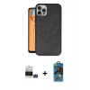 MARSİLYAN™- iPhone 14 Pro Max Kılıf Kıvılcım Işık Serisi - Siyah 18D Cam Ekran Koruyucu + Bilvis Titan Kamera Lens - GS