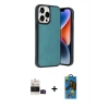 MARSİLYAN™- iPhone 14 Pro Max Kılıf Kıvılcım Işık Serisi - Siyah 18D Cam Ekran Koruyucu + Siyah Bilvis Titan Kamera Lens