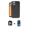 MARSİLYAN™- iPhone 14 Pro Max Kılıf Kıvılcım Işık Serisi - Siyah 18D Cam Ekran Koruyucu + PVD Metal Kamera Lens - TU