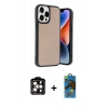 MARSİLYAN™- iPhone 14 Pro Max Kılıf Kıvılcım Işık Serisi - Siyah 18D Cam Ekran Koruyucu + PVD Metal Kamera Lens - TU