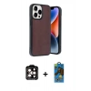 MARSİLYAN™- iPhone 14 Pro Max Kılıf Kıvılcım Işık Serisi - Siyah 18D Cam Ekran Koruyucu + PVD Metal Kamera Lens - TU