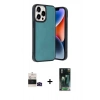 MARSİLYAN™- iPhone 14 Pro Max Kılıf Kıvılcım Işık Serisi - Siyah 360 Mat Full Body Arka Koruyucu + Bilvis Titan Kamera Lens - SH