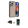 MARSİLYAN™- iPhone 14 Pro Max Kılıf Kıvılcım Işık Serisi - Siyah 360 Mat Full Body Arka Koruyucu + Raze Metal Kamera Lens - GD