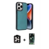 MARSİLYAN™- iPhone 14 Pro Max Kılıf Kıvılcım Işık Serisi - Siyah 360 Mat Full Body Arka Koruyucu + PVD Metal Kamera Lens - TU