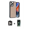 MARSİLYAN™- iPhone 14 Pro Max Kılıf Kıvılcım Işık Serisi - Siyah 360 Mat Full Body Arka Koruyucu + PVD Metal Kamera Lens - TU
