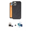 MARSİLYAN™- iPhone 14 Pro Max Kılıf Kıvılcım Işık Serisi - Siyah 3D Antistatik Cam Ekran Koruyucu + Bilvis Titan Kamera Lens - SH