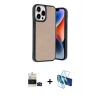 MARSİLYAN™- iPhone 14 Pro Max Kılıf Kıvılcım Işık Serisi - Siyah 3D Antistatik Cam Ekran Koruyucu + Bilvis Titan Kamera Lens - SH