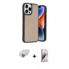 MARSİLYAN™- iPhone 14 Pro Max Kılıf Kıvılcım Işık Serisi - Siyah Bilvis 3D Mat Cam Ekran Koruyucu + Band Metal Kamera Lens - GS